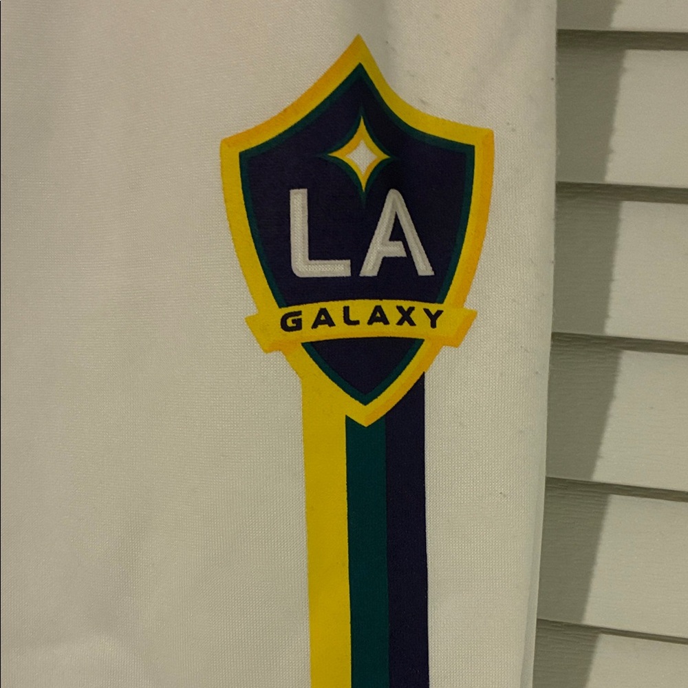 LA White Track Pants with Blue and Yellow Stripe - Picture 2 of 14